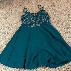 Green Sparkly Dillards Mini Dress